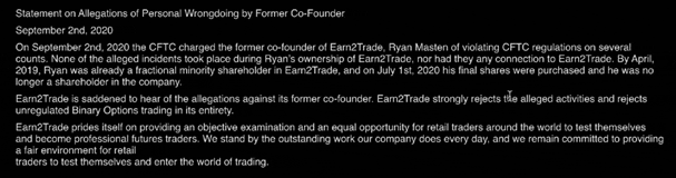 earn2trade message about Ryan Masten